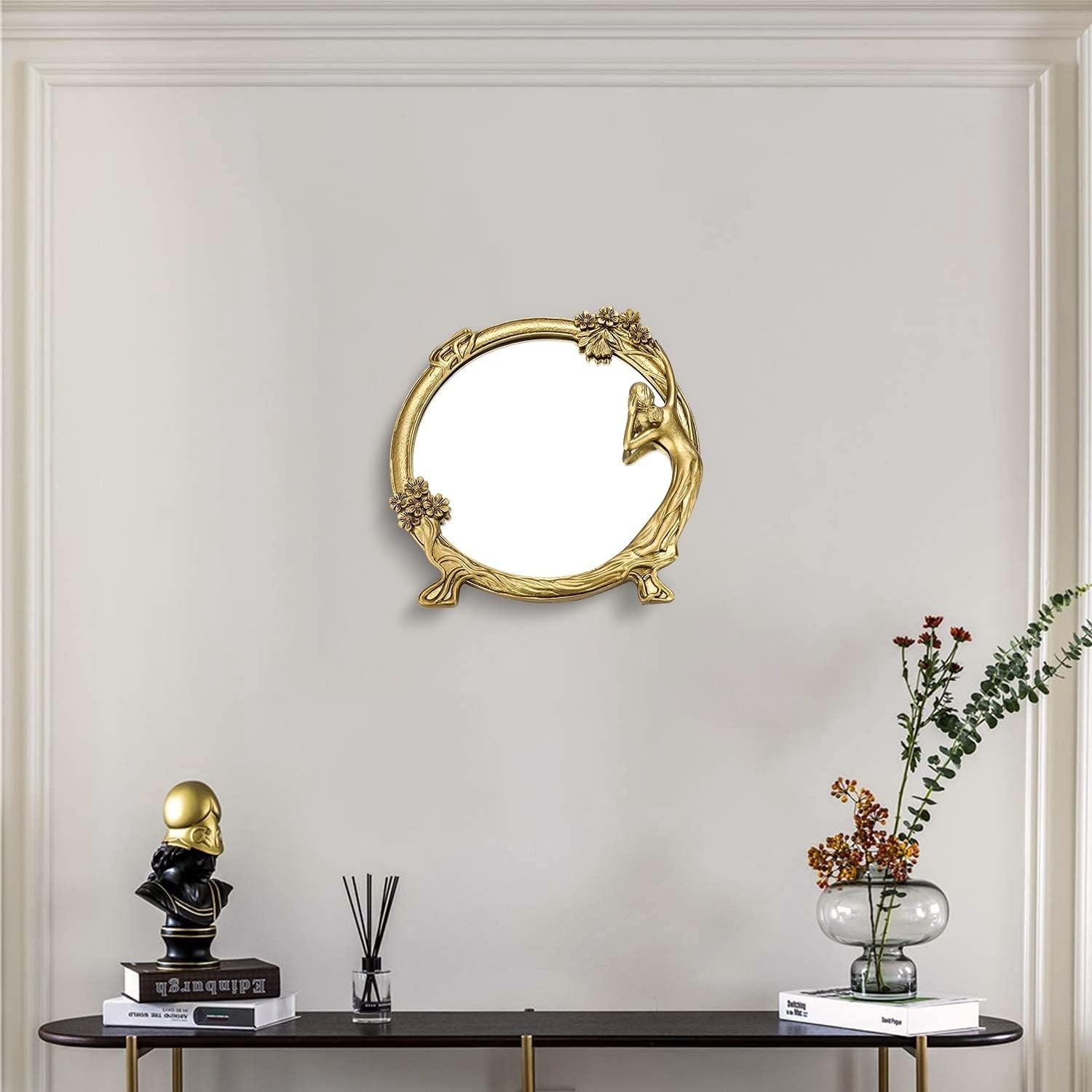 Antique Gold Small Decorative Mirror for Wall and Desktop, Vintage Cosmetic Mir