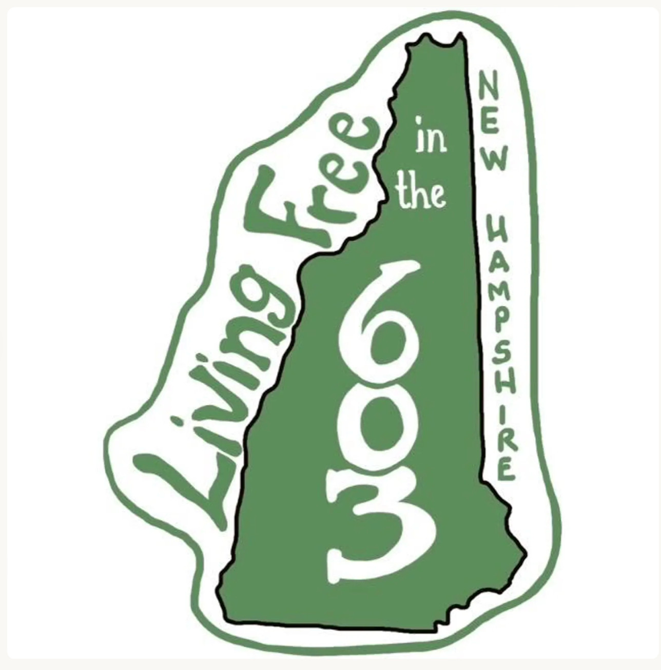 New Hampshire State Sticker "Living Free in the 603" Vinyl Weatherproof Green