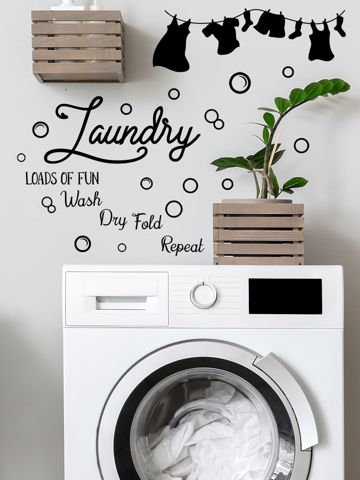 1pc Laundry Room Wall Sticker Wall Art Decor Wall Decals Removable DIY