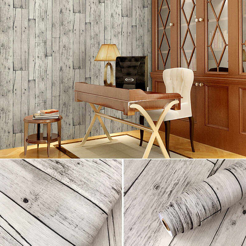 Wood Grain Self-Adhesive Wallpaper Waterproof PVC Contact Stickers Home Decor