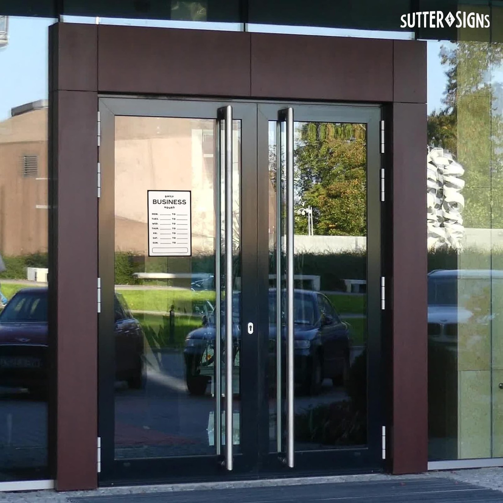 Business Hours Sign 2pk | Modern Store Open Time of Operation Sign for Glass …