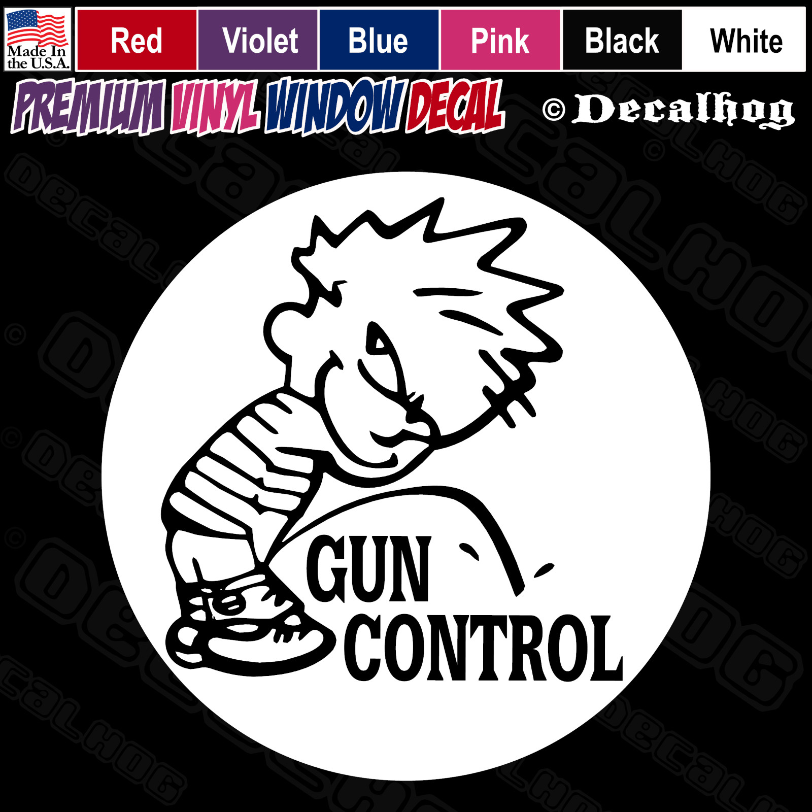Calvin Pissing On Gun Control Funny Rude Car Truck Window Vinyl Decal Sticker.