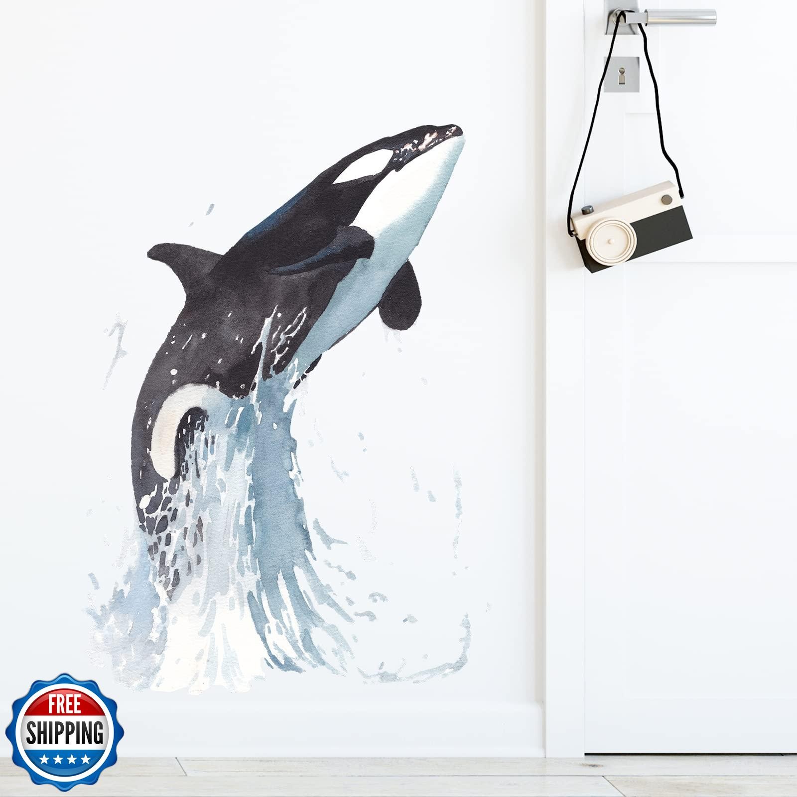 RoyoLam Killer Whale Jumping out of the Water Wall Decal Nursery Orca Sea Ani