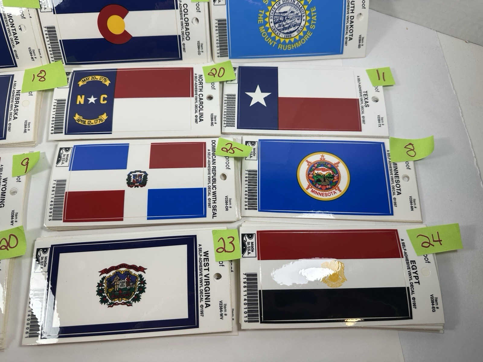 Bulk Lot State Flags Sticker Vinyl Decals 4” self Adhesive. 198 Stickers