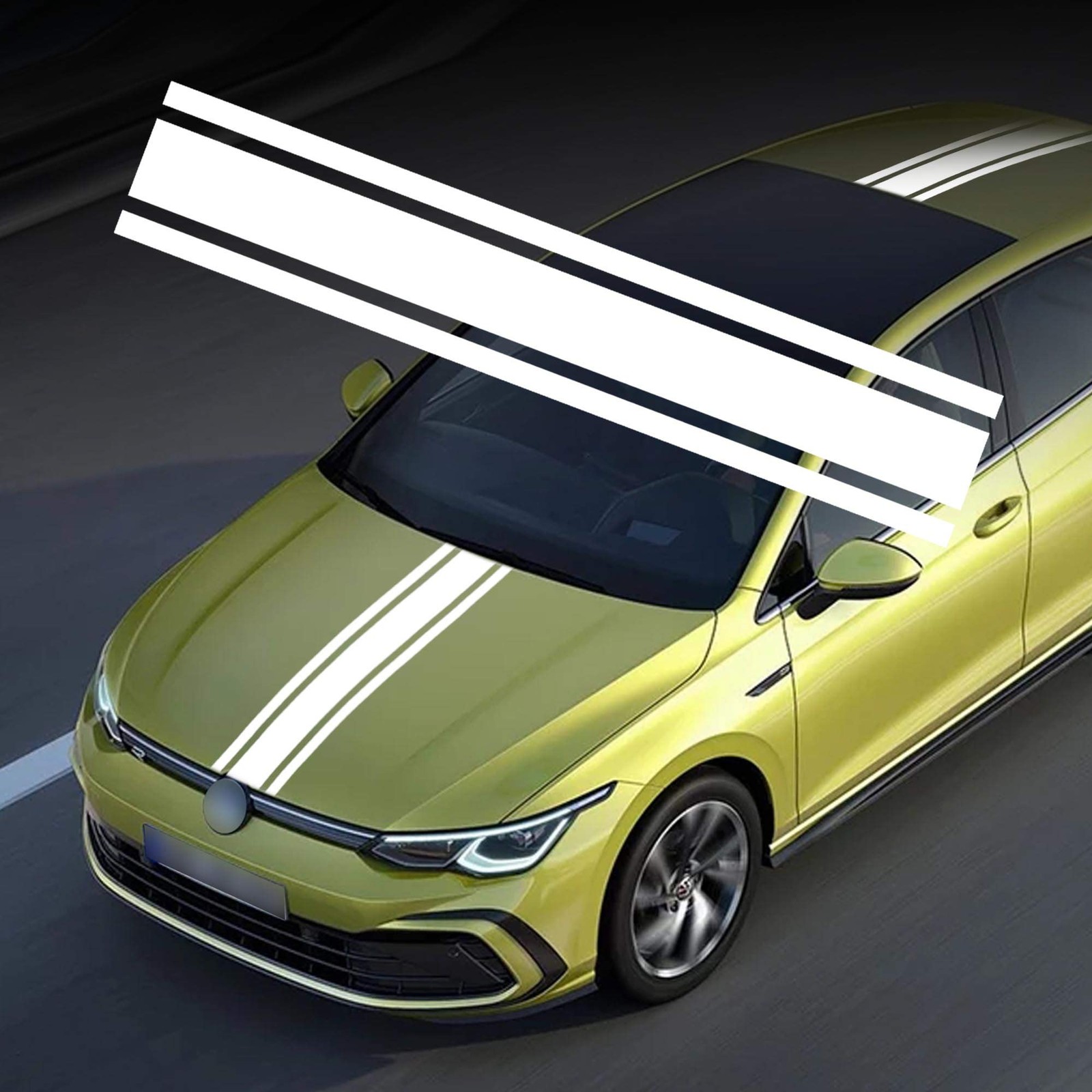 49"x 8.7" Car Hood Stripe Sticker Auto Racing Body Side Stripe Decal Skirt Ro…