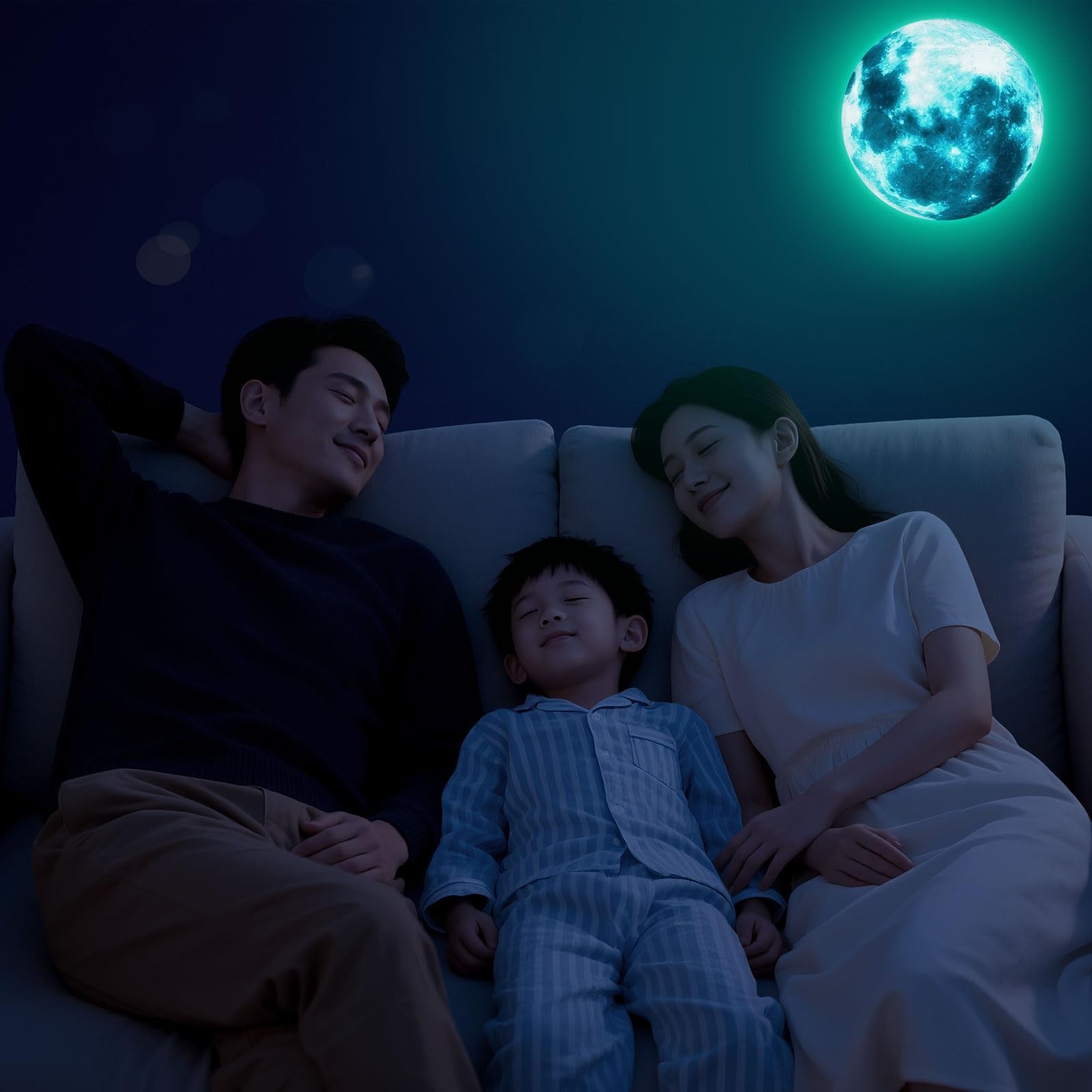 uxcell Glow in The Dark Moon Sticker for Ceiling, 30cm 30cm/11.8 inch, Blue