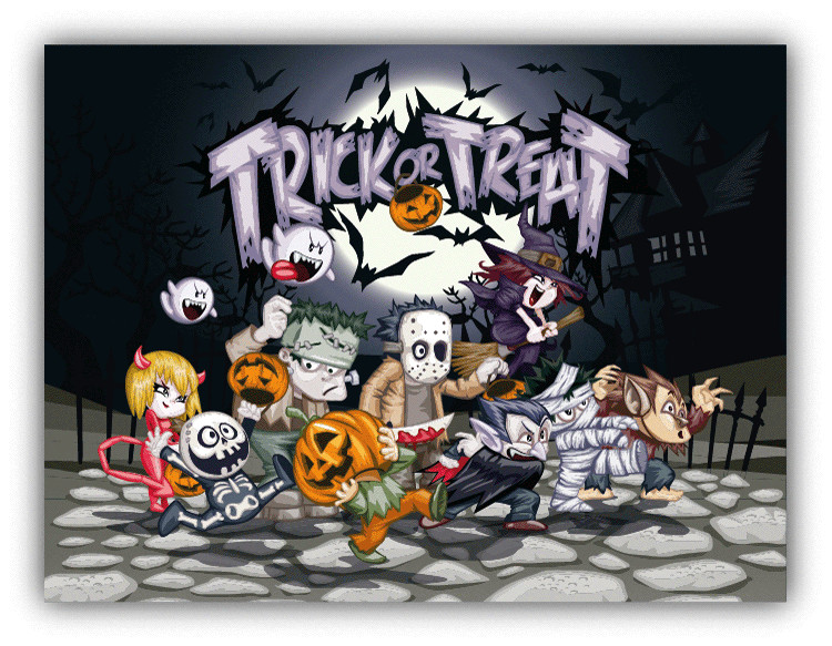 Monsters Trick Or Treat Halloween Car Bumper Sticker Decal