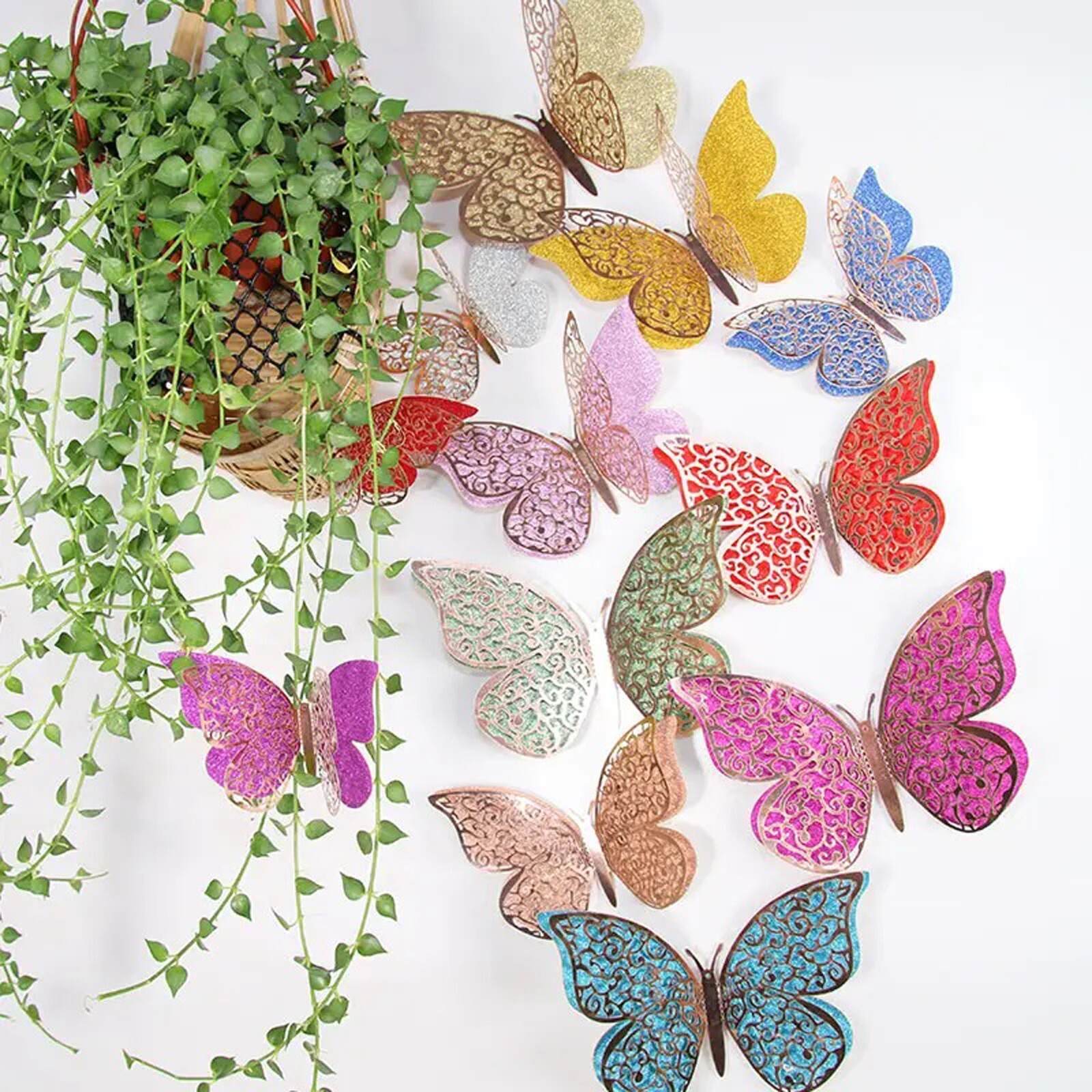 12 Pcs new model 2 layers decorative butterfly for all occasions