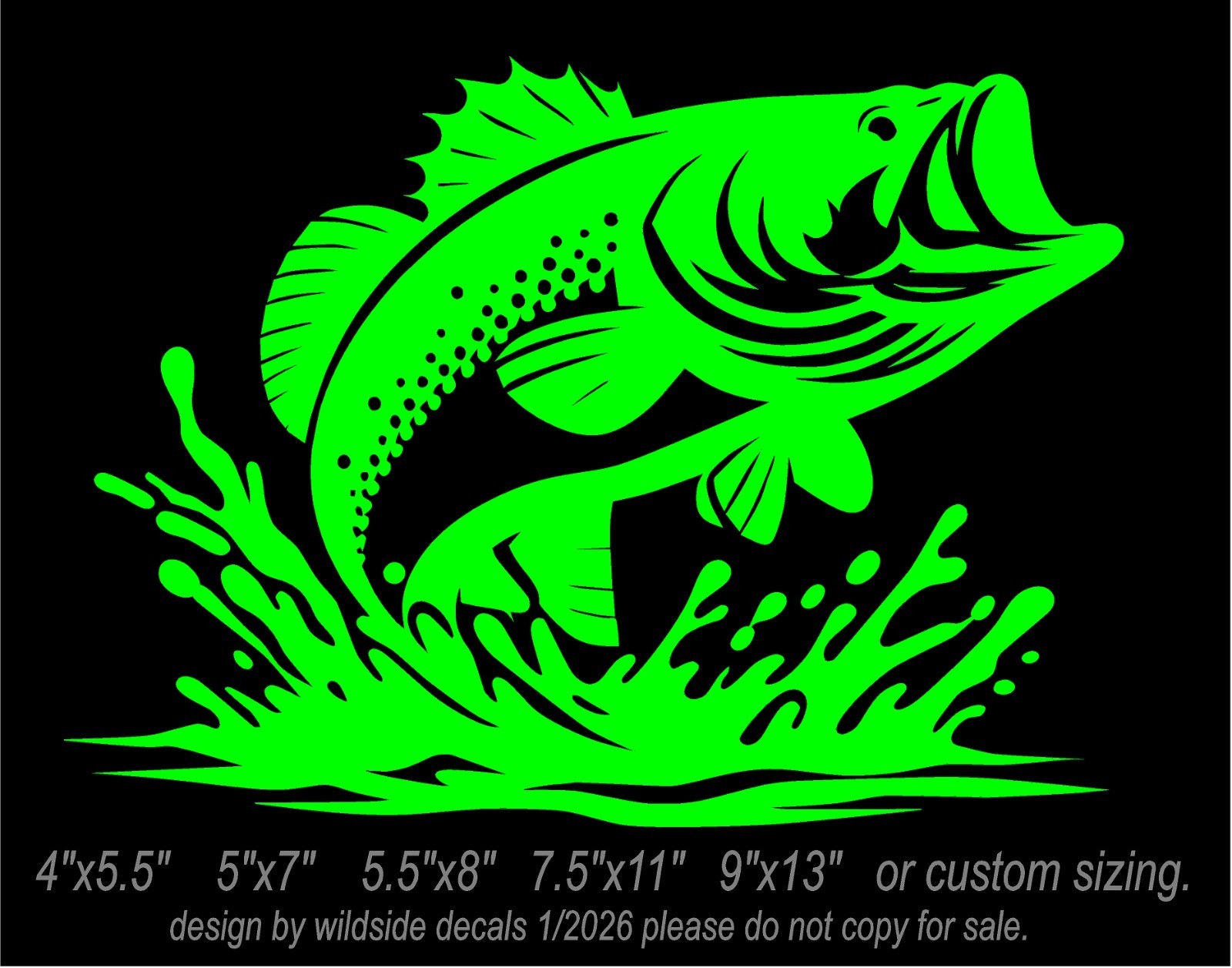 Large Mouth Bass Fish Vinyl Decal car truck window fishing boat sticker