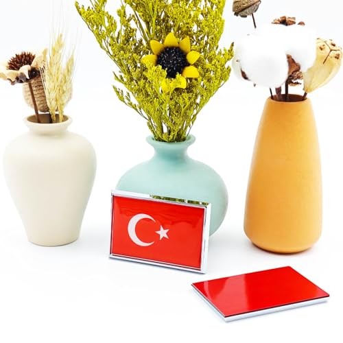 Turkey Flag Sticker Emblem Decal Turkish Car Chrome Flags, 2 Pack, 3 x 2 inches