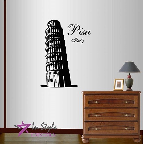 Wall Vinyl Decal Tower of Pisa Italy Italian Travel Any Room Decor Sticker 1528
