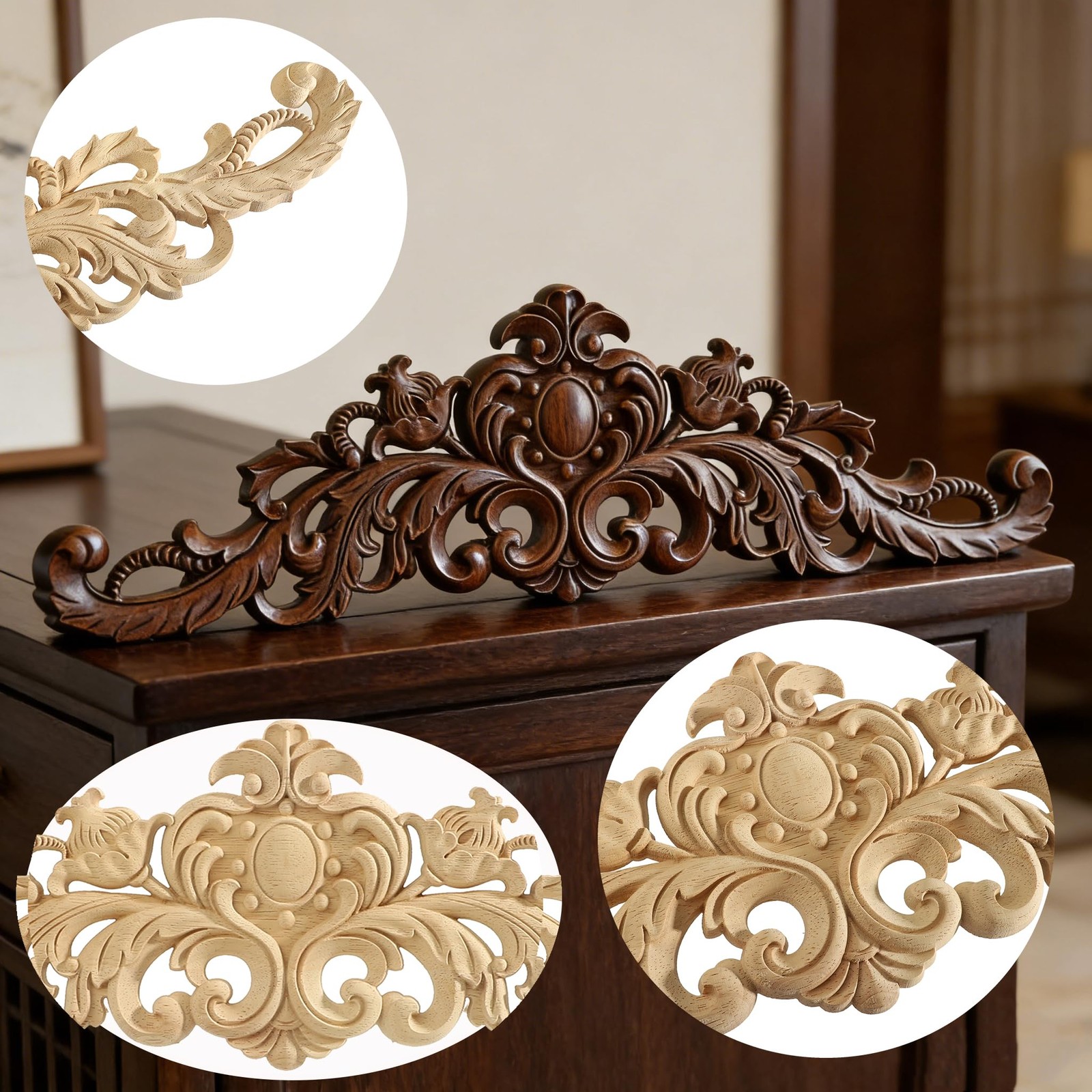 16 Pcs Wood Appliques and Onlays for Furniture Decorative Wooden DIY Wood Car…
