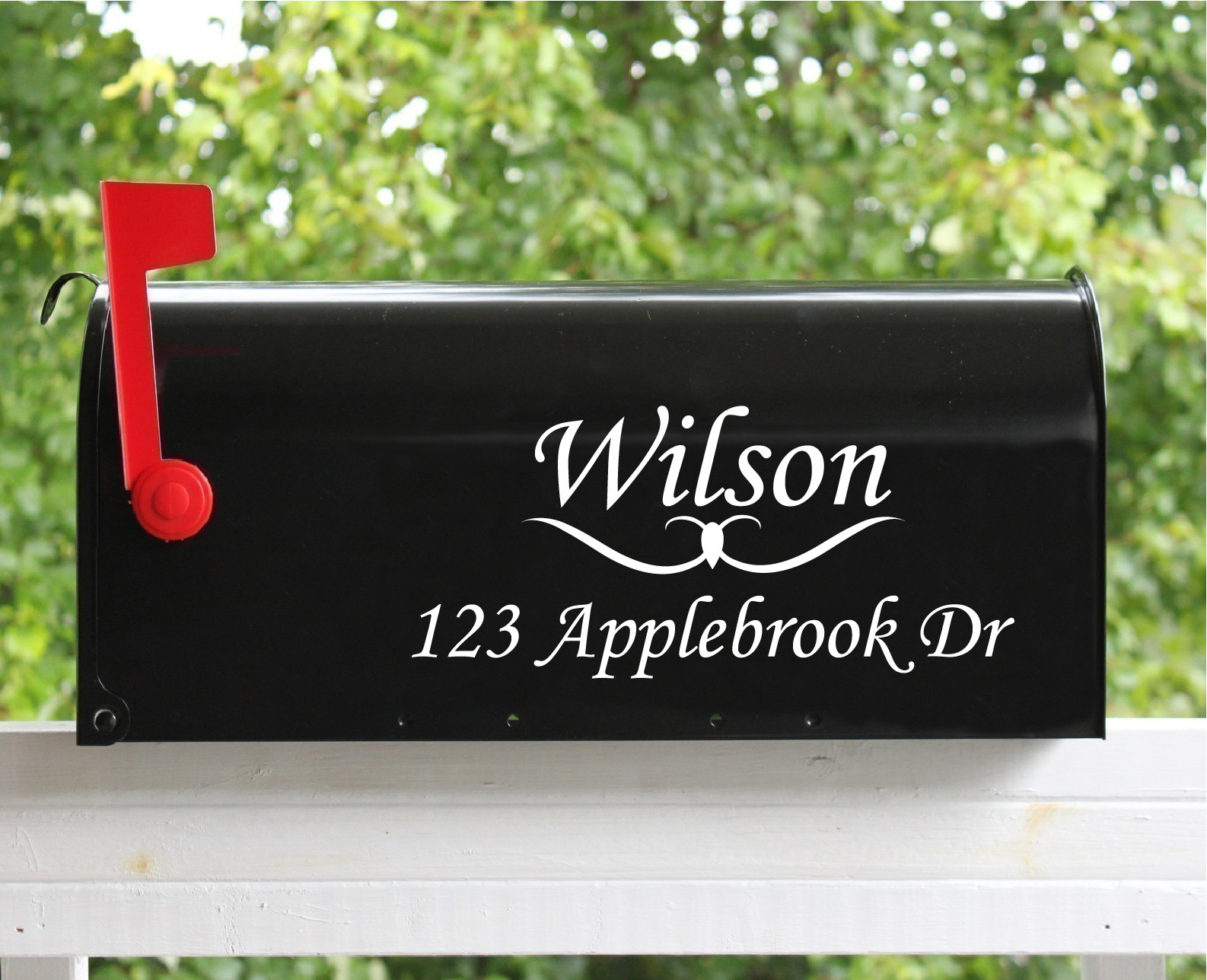 Set of 2 – 5" x 11" Custom Mailbox Decals Stickers Name Number and Street Name