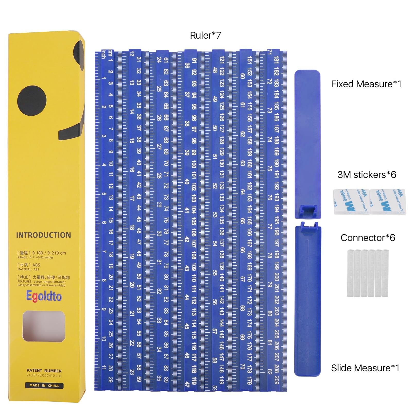 Egoldto Height Measurement for Wall, Children Adult Measure Rod, Blue