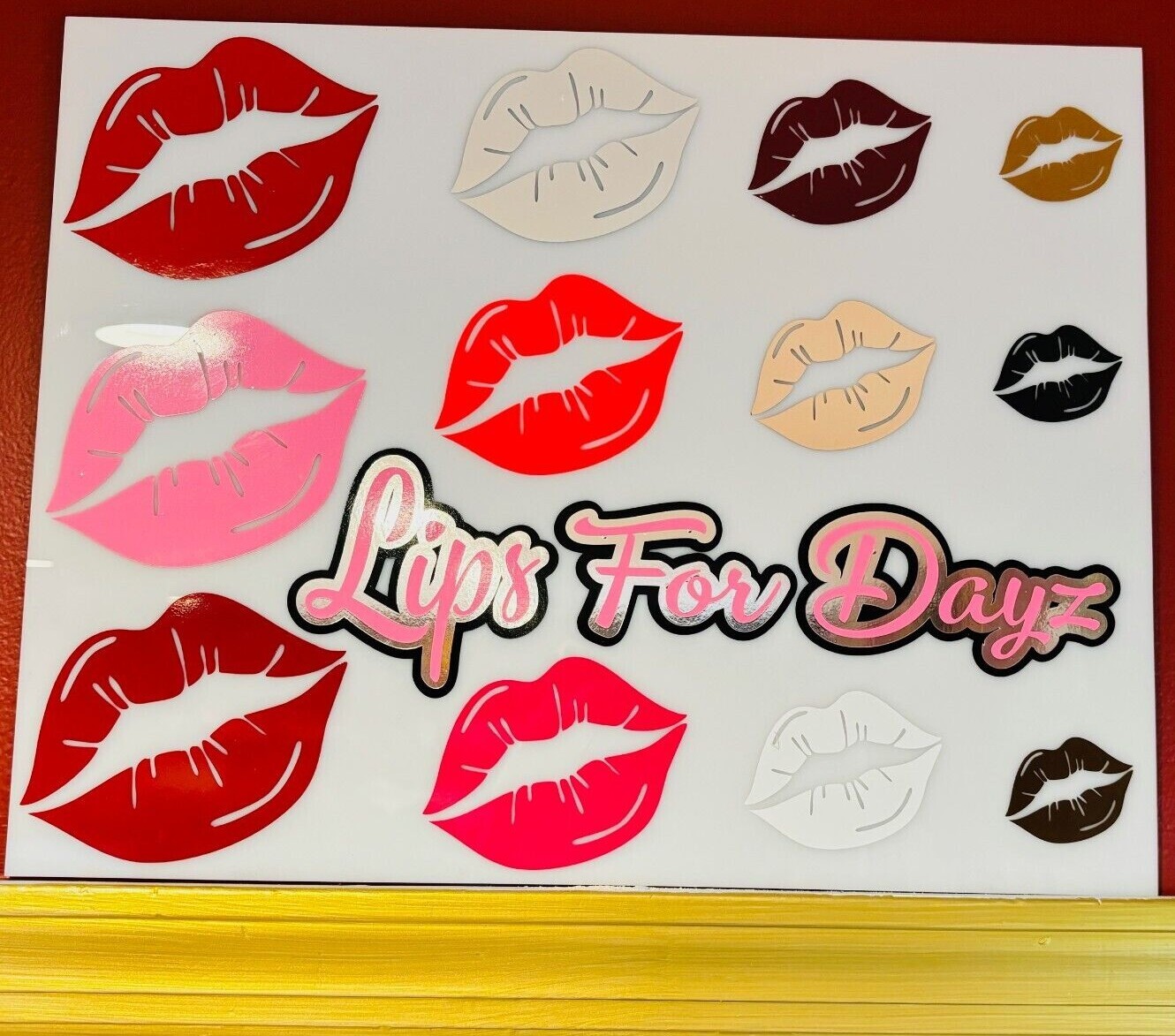 Kissing Lips Vinyl Decal Many Sizes/Colors Buy 2 Get 1 Free FREE Ship