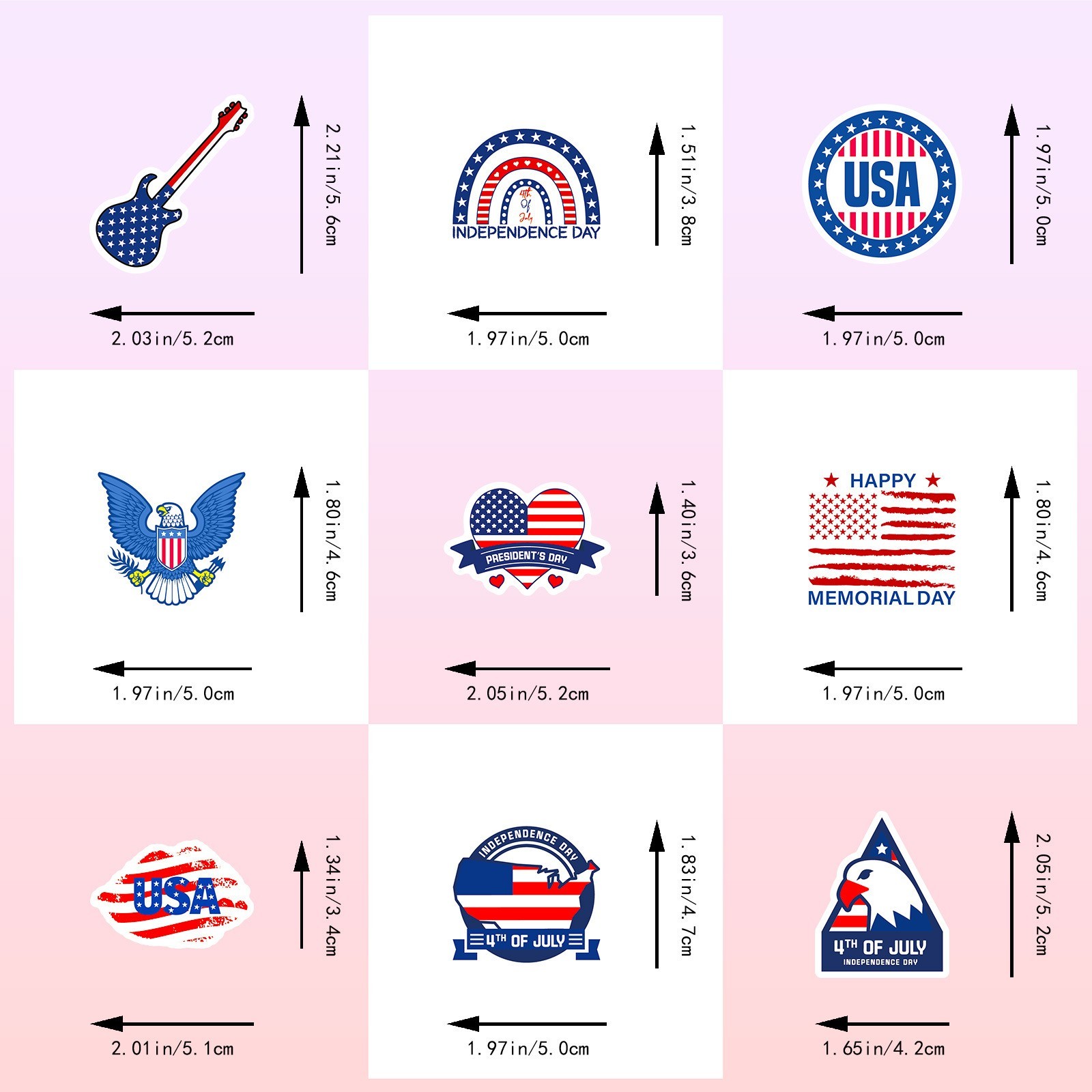 50PCS USA Flag Patriotic Stickers Independence Day Faith Decals for Laptop Phone