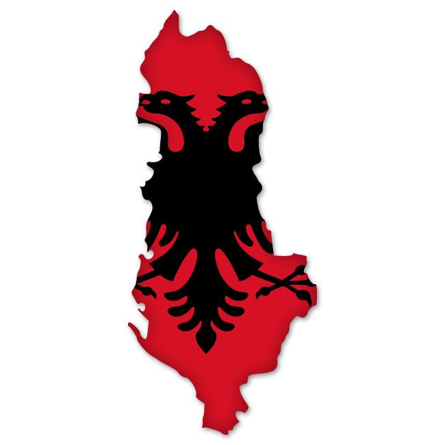 Albania Map Flag car bumper sticker window decal 3" x 7"