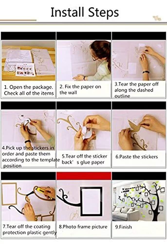 Large Family Tree Wall Decal Picture Frames Wall Sticker for Living Room Bedroom