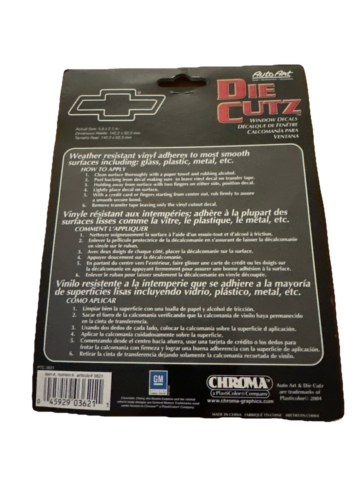 NIP Auto Art Die Cutz – Chevy Window Decals : Each Roughly 5.5 Inches Long