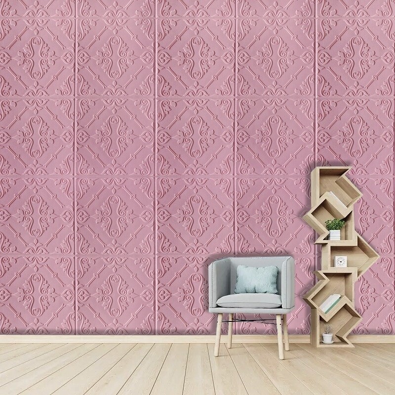 10x 3D Embossed Self-adhesive Foam Wall Sticker Panel Wallpaper Home Decor Craft