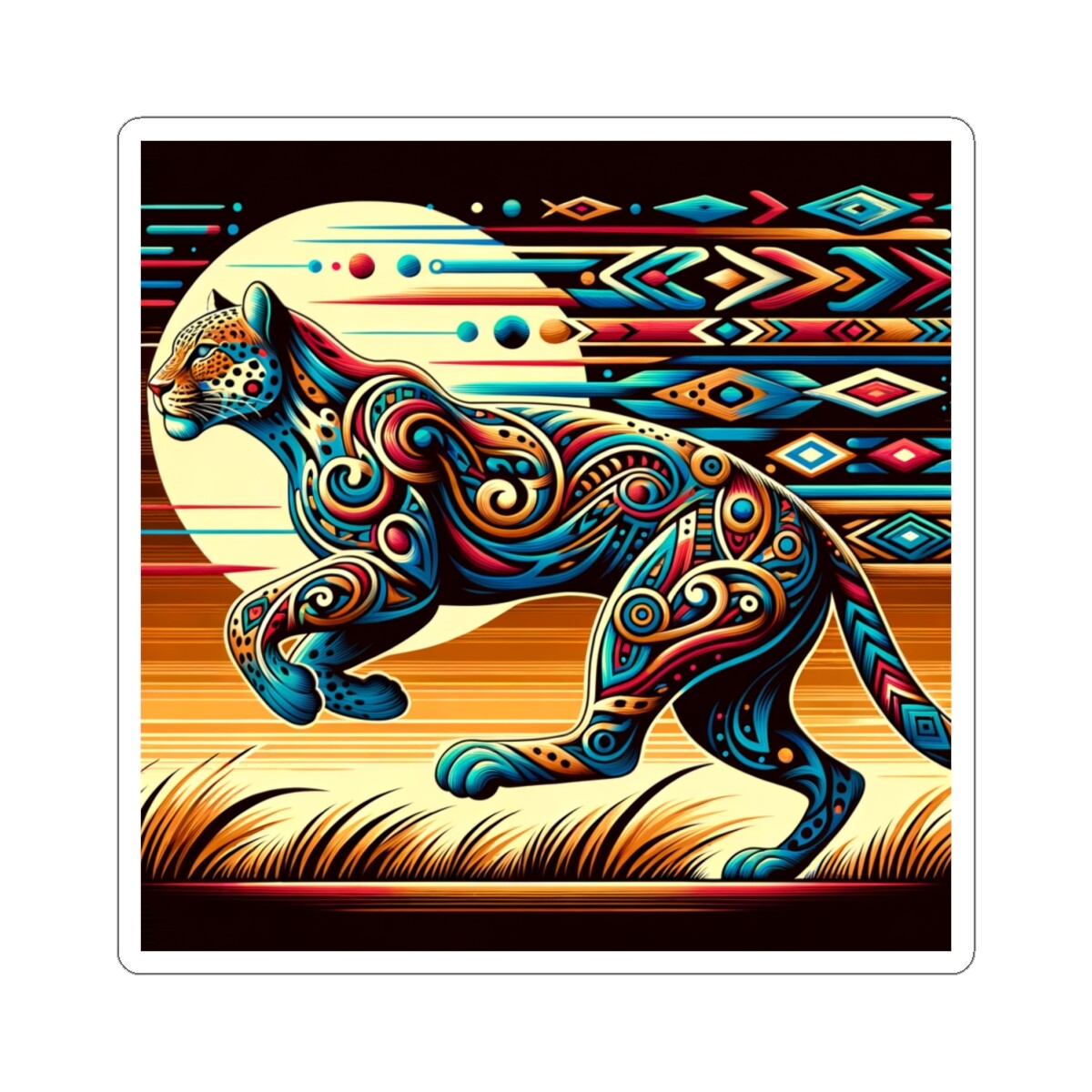 Sticker Tribal Leopard in Totem Patterns 2×2 3×3 4×4 6×6