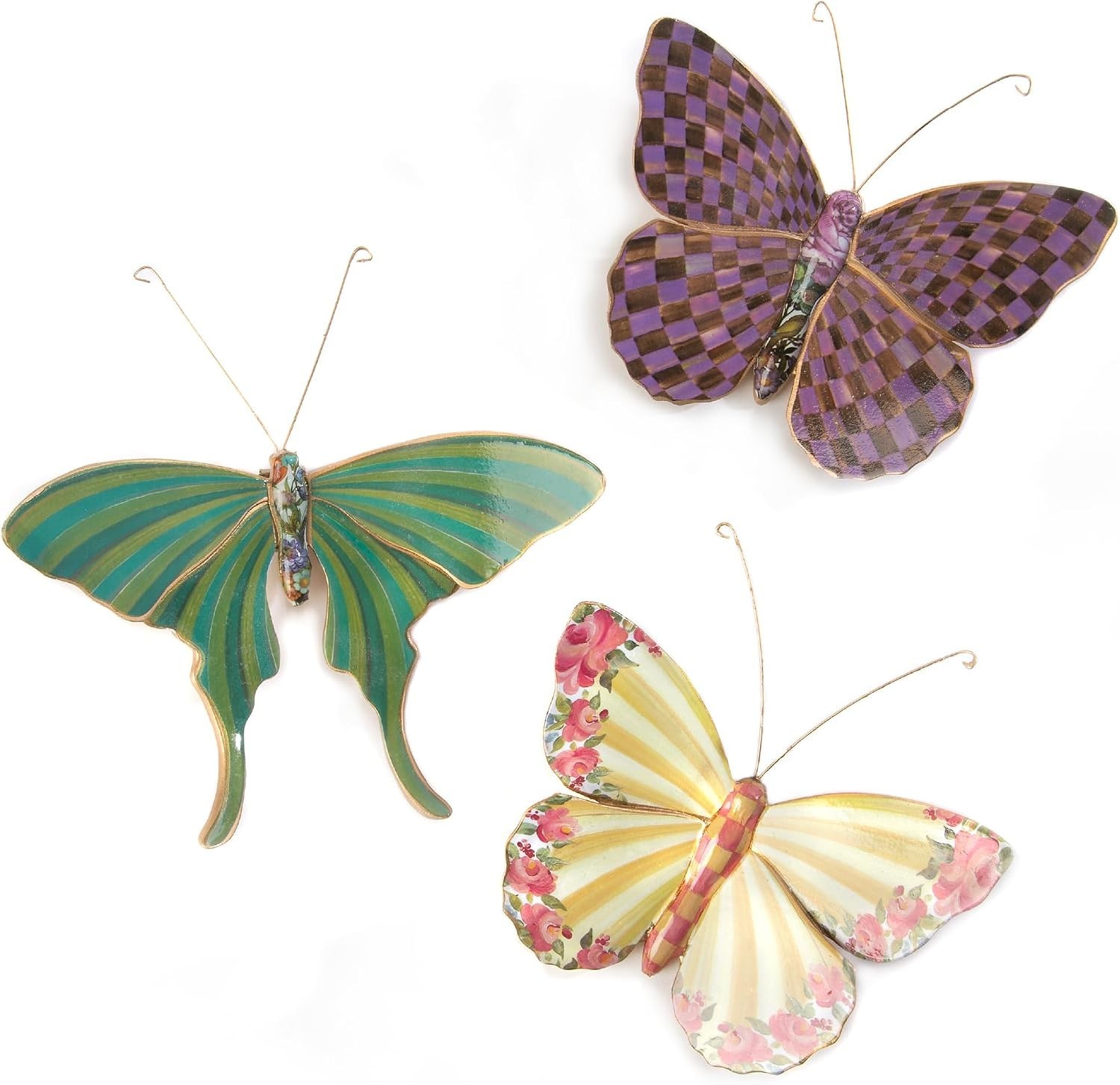Butterflies Trio Wall Decor Set, Field | Hand-applied design, made from resin…