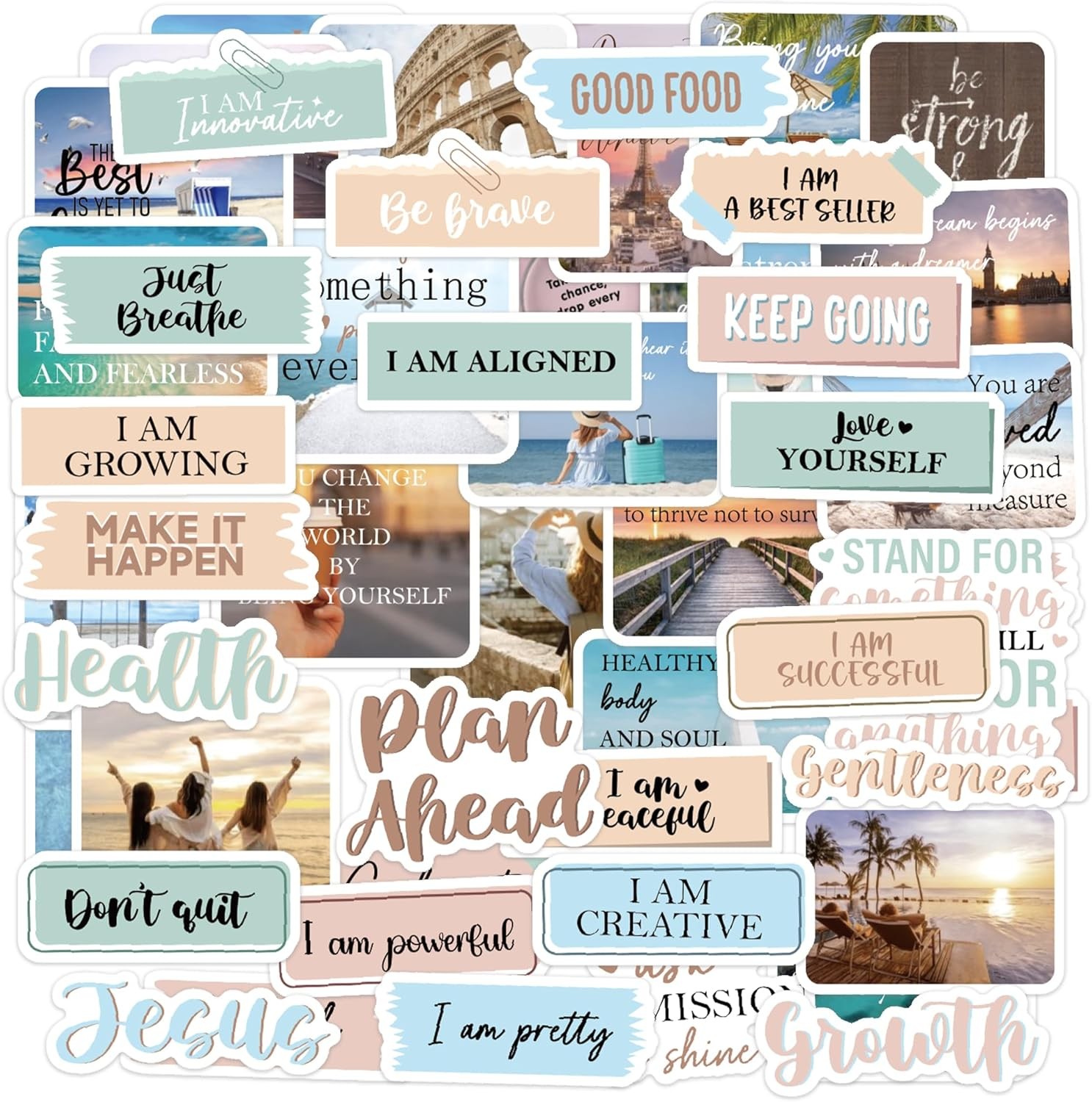 50PCS Motivational Quote Stickers Minimalist Neutral Aesthetic Self Growth