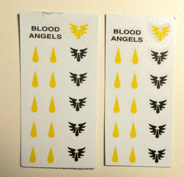 Decals Warhammer 40K Space Marines Blood Angels Transfers