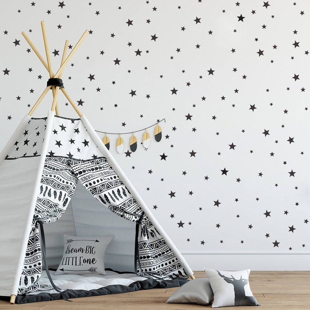 174pcs Mixed Size Star Wall Stickers Home Decor Bedroom Removable Nursery Wal…