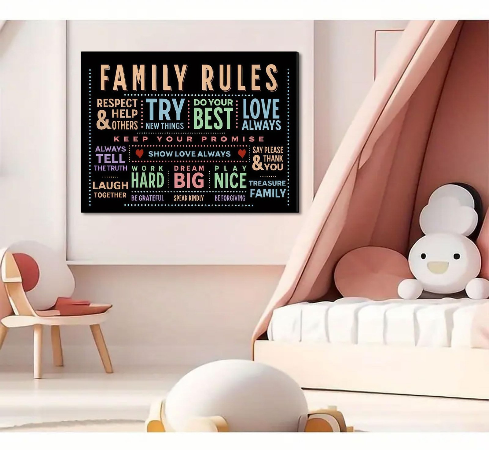 Family Rules Canvas Wall Art Family Inspirational Quotes Wall Decor Picture C…