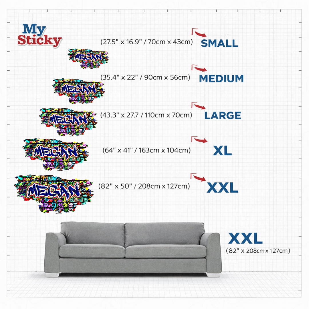 Personalized Graffiti Name Wall Decal Custom Bedroom Wall Sticker Mural Decor
