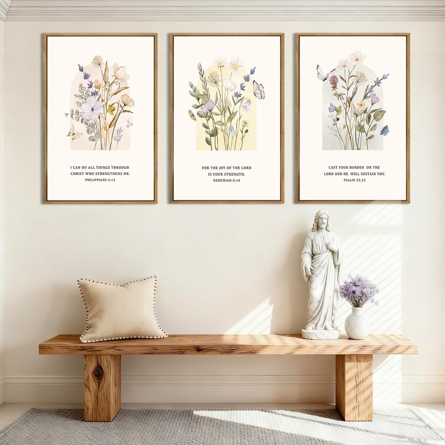 IARTTOP Extra Large Christian Easter Wall Art Framed 24×36 Inch Floral Bible …