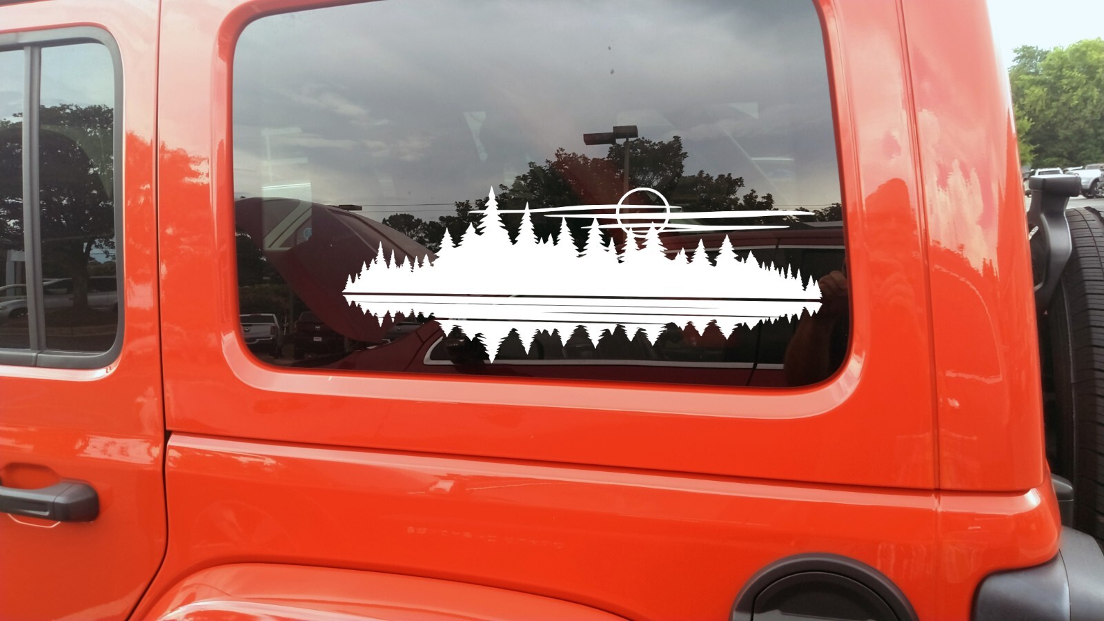 Lake Moon Forest Scene Vinyl Decal V1 – RV Graphics Camping Tree Line – Sticker