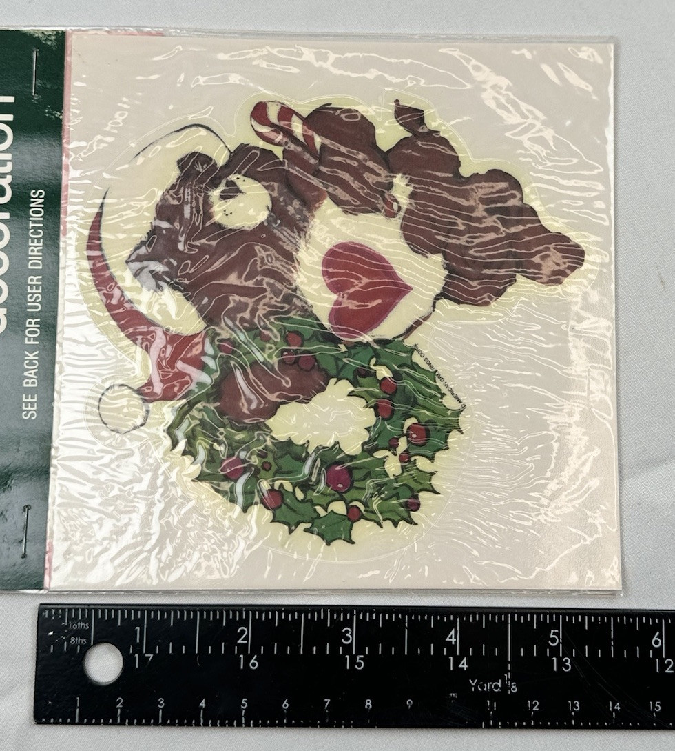 Vintage American Greeting Care Bears Christmas Window Cling Sticker 1980s NOS