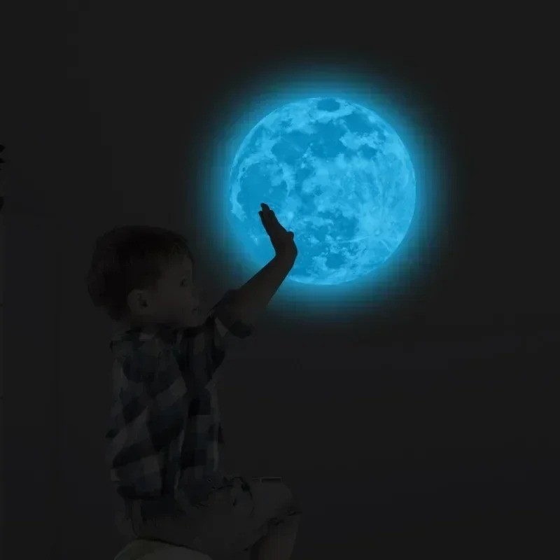 Creative 3D Large Moon Glow In The Dark Fluorescent Wall Sticker
