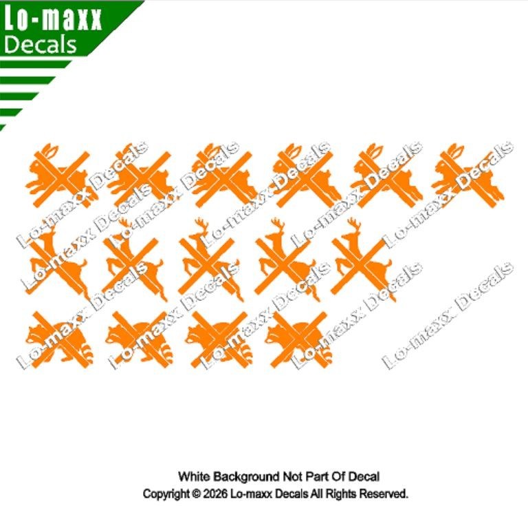 Deer Rabbit Raccoon Kill Markings Die Cut Vinyl Decal Hunting Truck Car Sticker