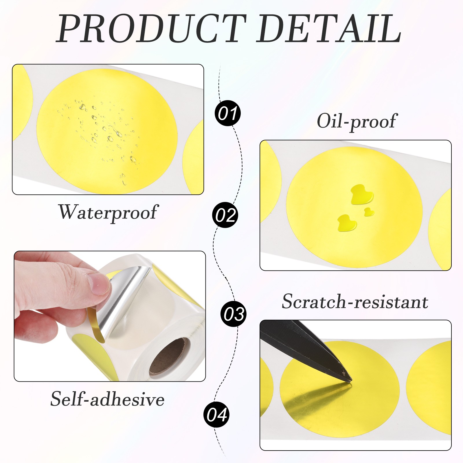 200pcs Round Thermal Label 1.5×1.5" Self-Adhesive Thermal Stickers Gold