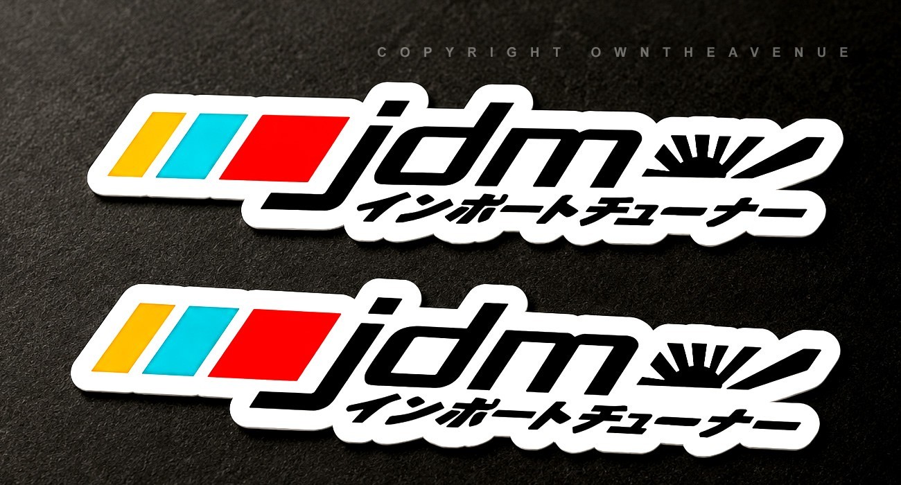 x2 JDM Kanji Japanese Racing Stripe Drifting Vinyl Sticker Decal 5" Inches