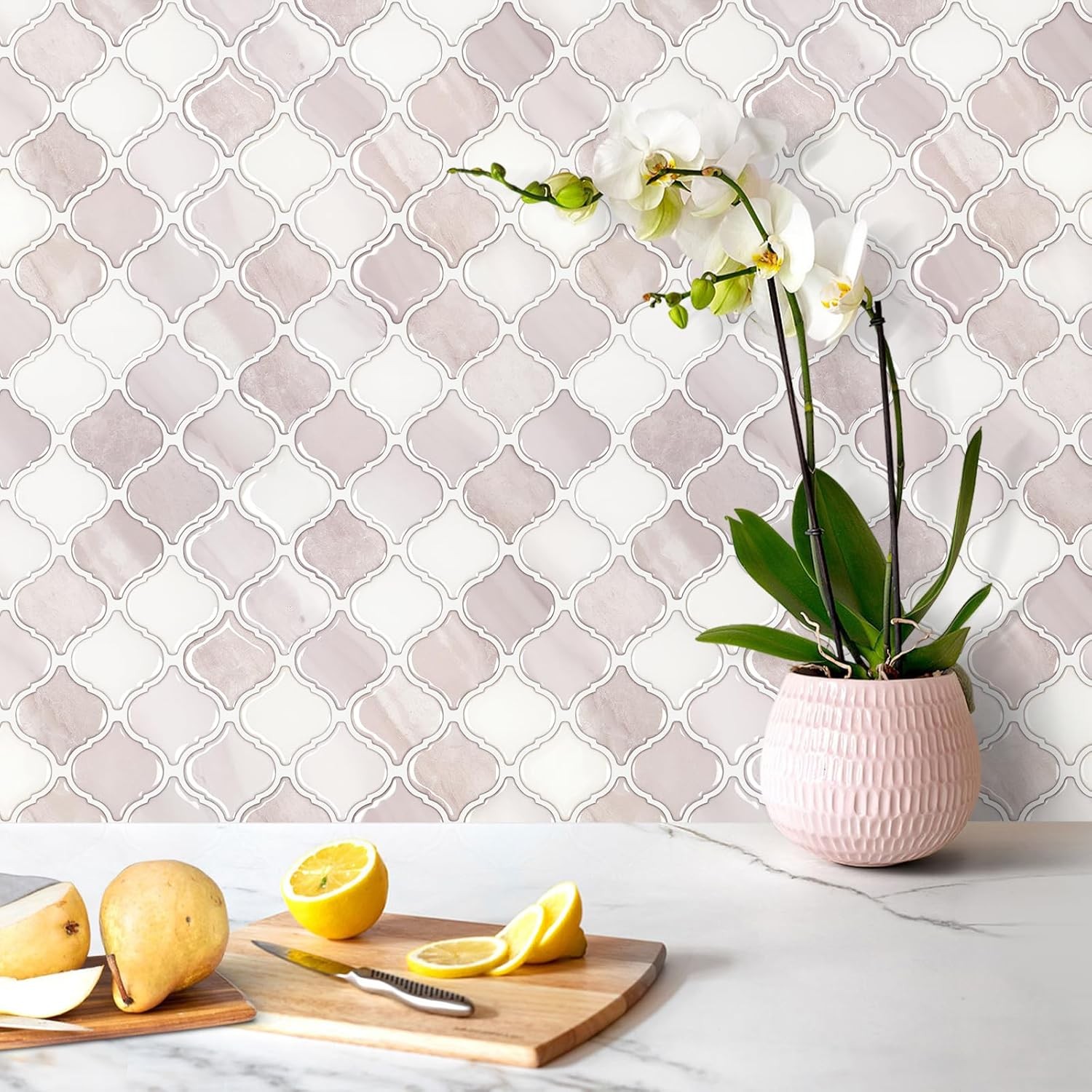 Arabesque Peel Stick Backsplash 12×12” Backsplash Tile for Kitchen Self Adhesive