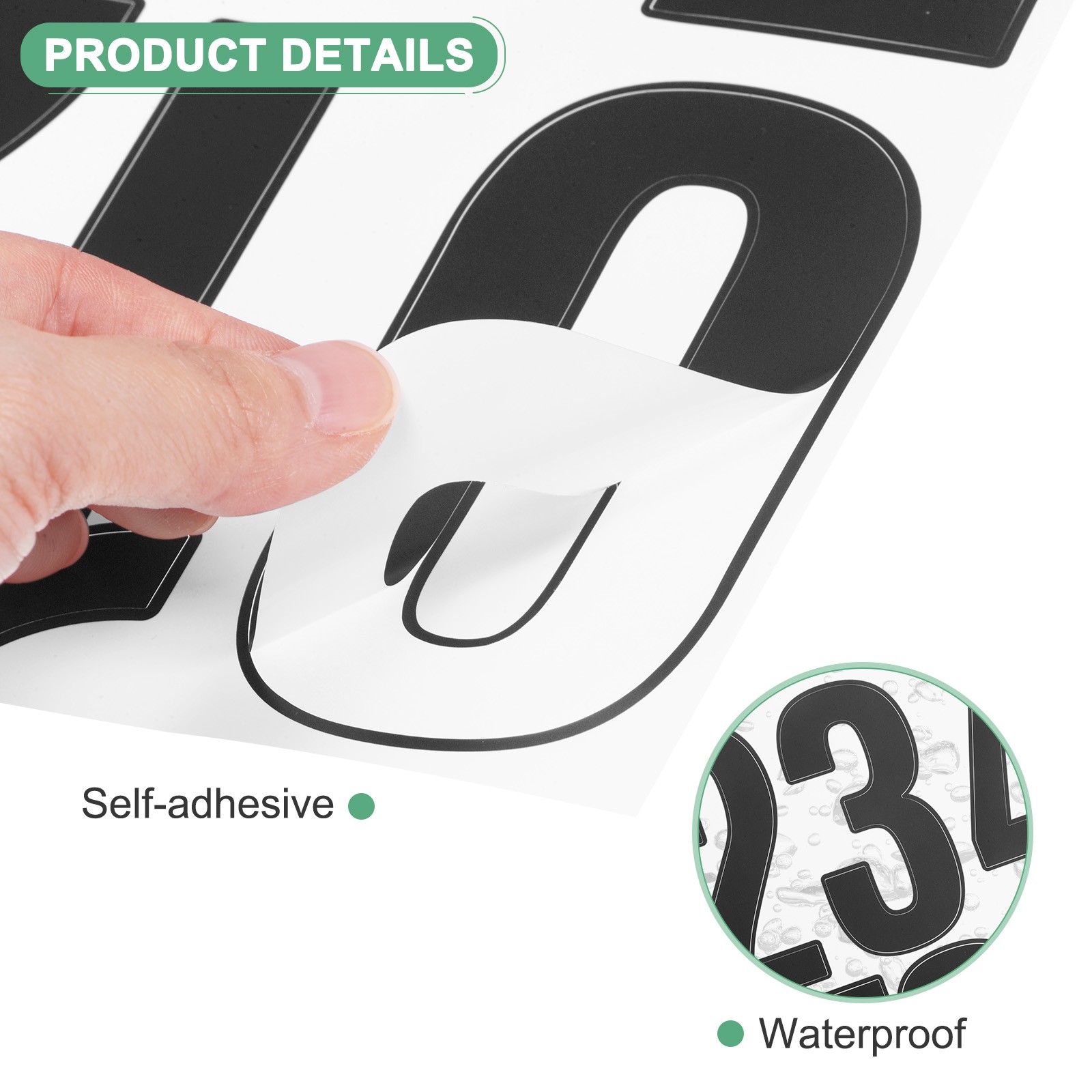 8 Sheets Numeric Stickers 4" Vinyl Stickers with Numbers 0 to 9 [80pcs Black]
