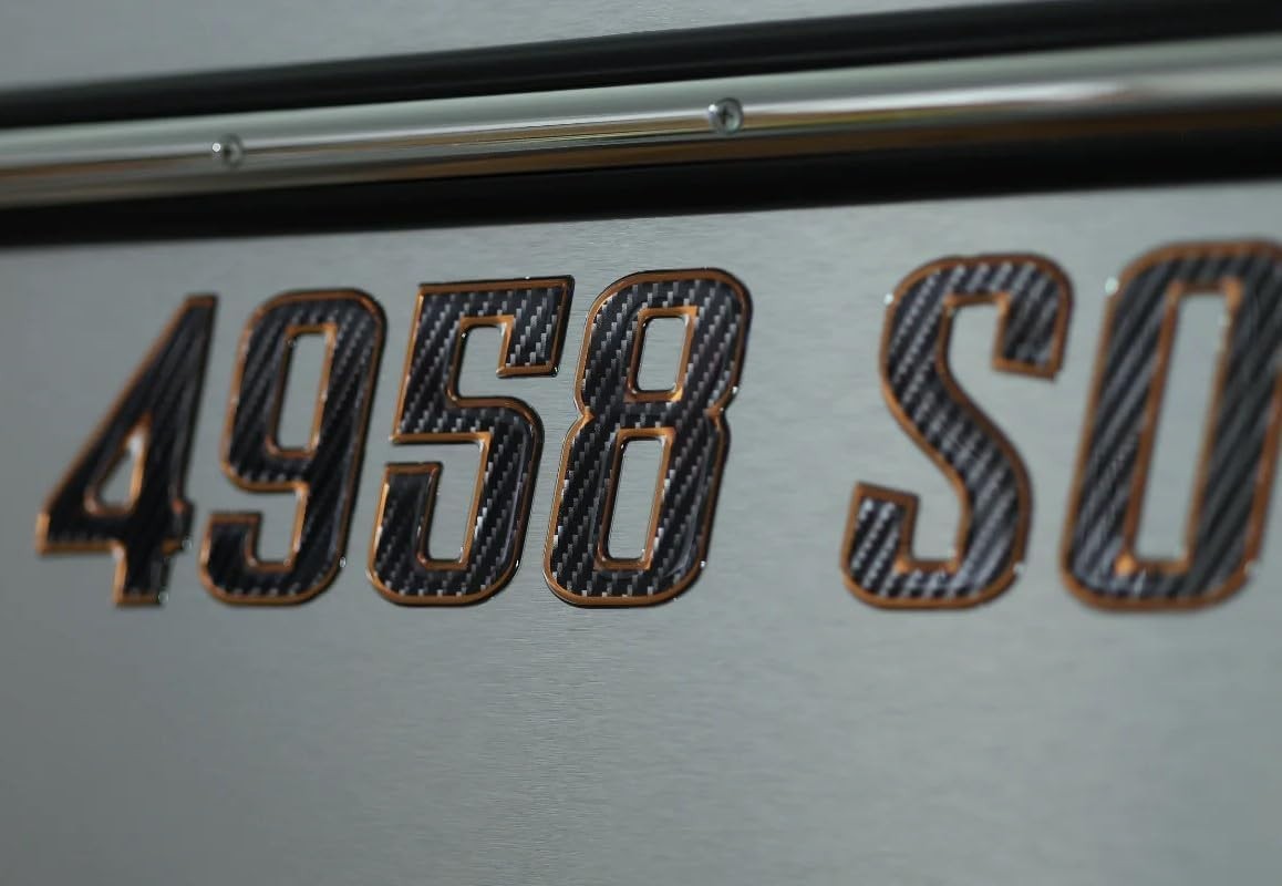 Carbon Fiber Bronze Boat & Jet Ski Registration Numbers 3D Raised Waterproof 3"