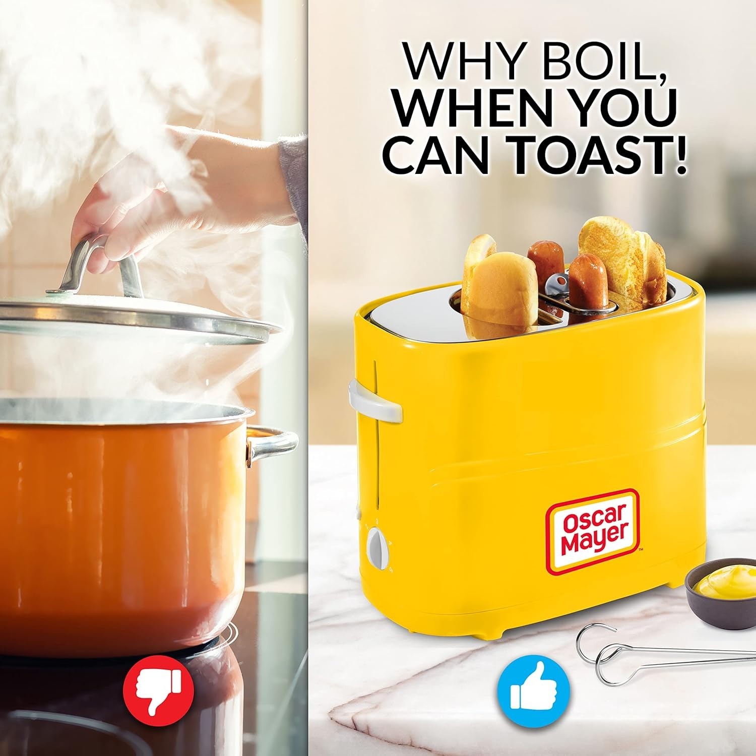 Oscar Mayer 2 Slot Hot Dog and Bun Toaster with Mini Tongs, Hot Dog Toaster Work