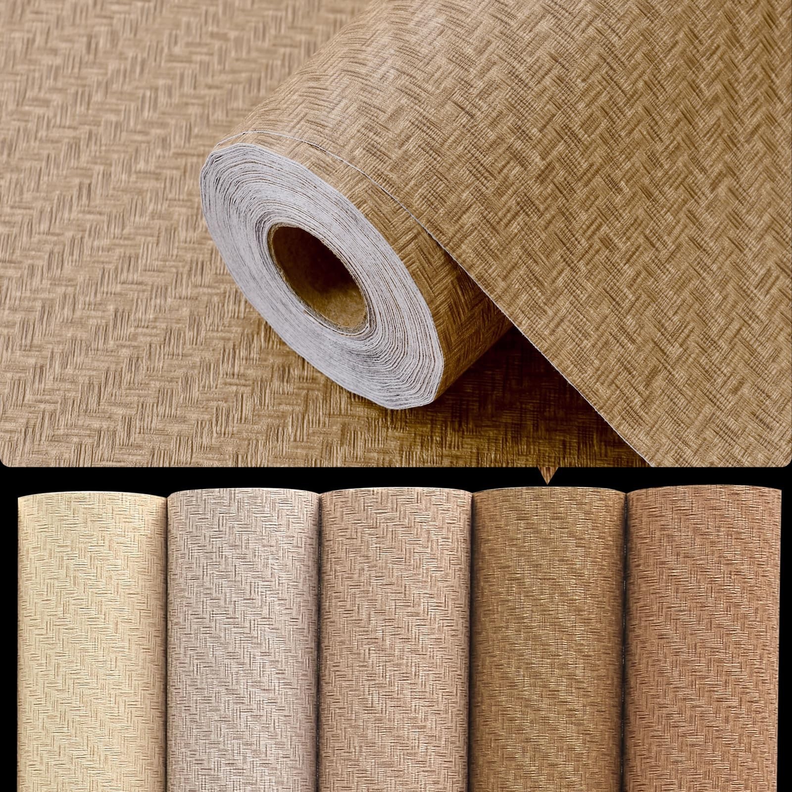 Haimin Fabric Wallpaper Textured Contact Paper (24in X 393in) Grasscloth Peel…