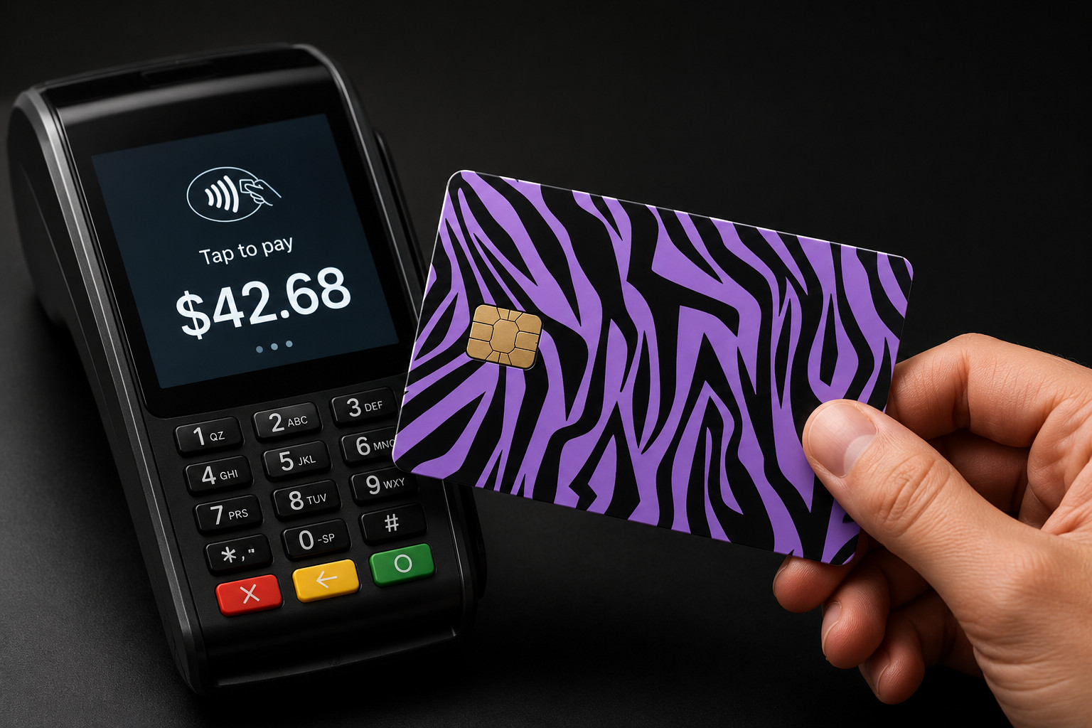 Vertical Purple and Black Zebra Print Card Skin Credit Debit Card Skin Sticker