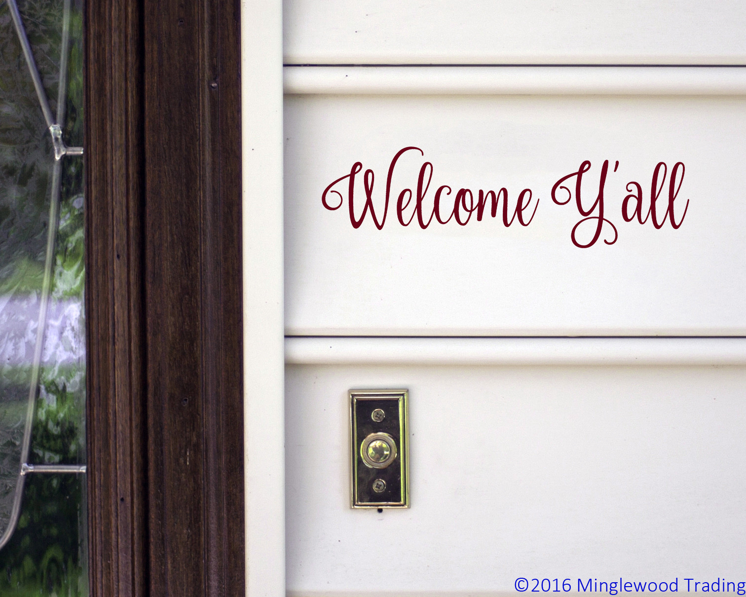 Welcome Y'all Vinyl Sticker – Front Door Porch Greeting – Die Cut Decal
