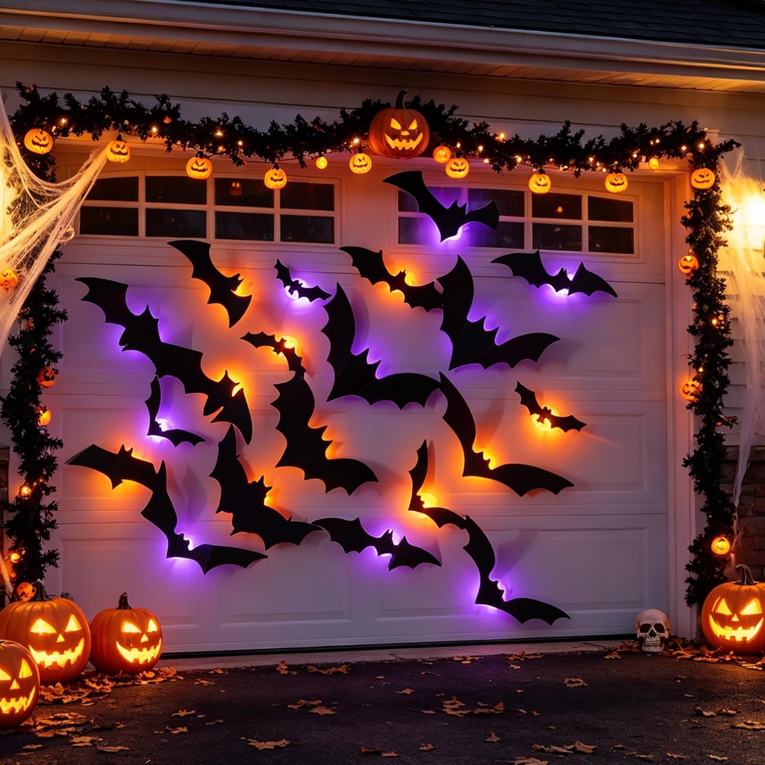 Indoor Outdoor 3D Bat Wall Stickers: 40 PC Set with Glow & Easy Install Features