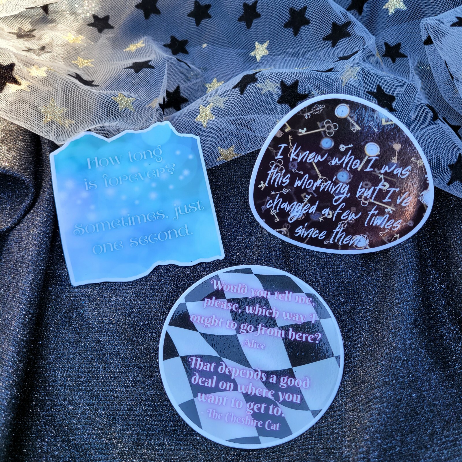 Alice in Wonderland Sticker Pack ~3 Book Quote Stickers Premium Vinyl Waterproof