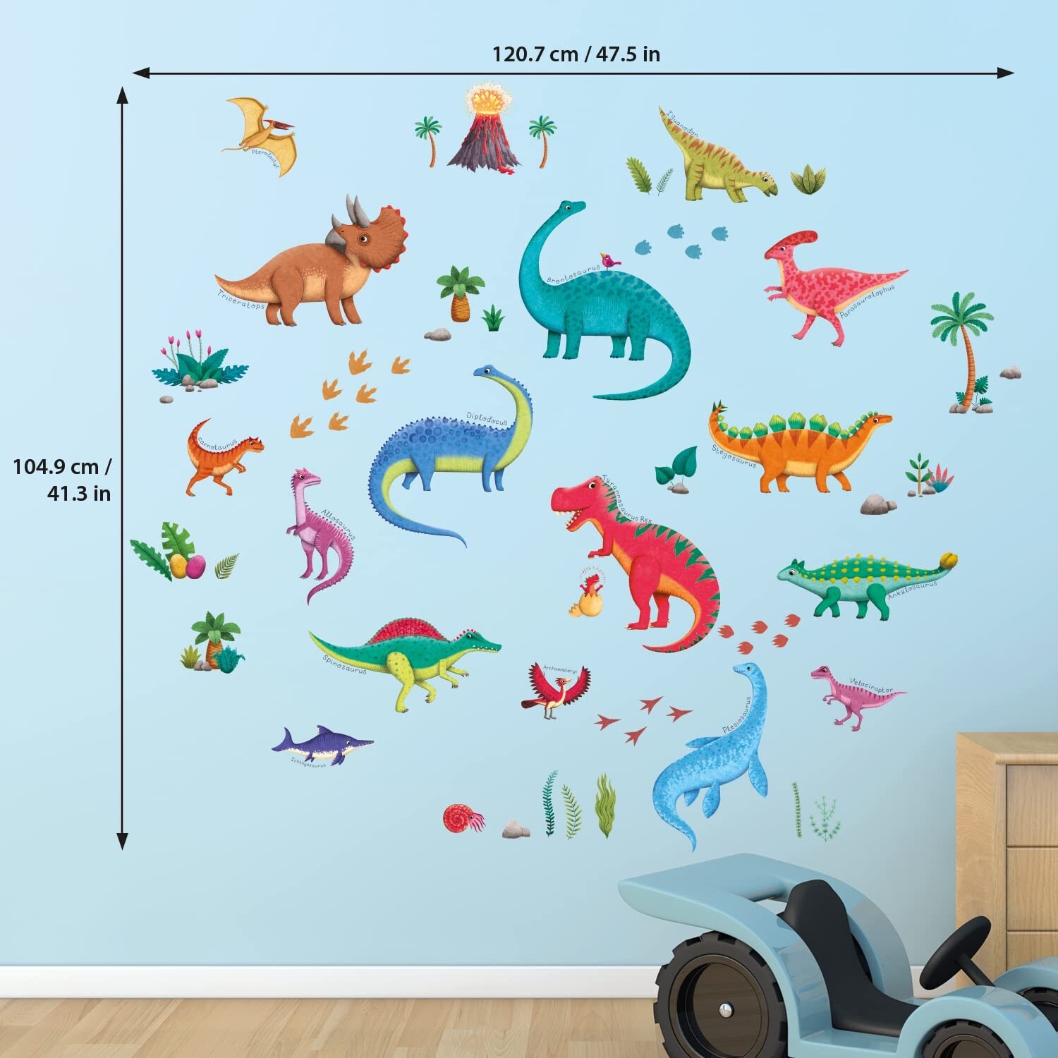 DECOWALL DS9-2115 Large Dinosaur Wall Decals Dino Stickers for Kids Boys Baby…