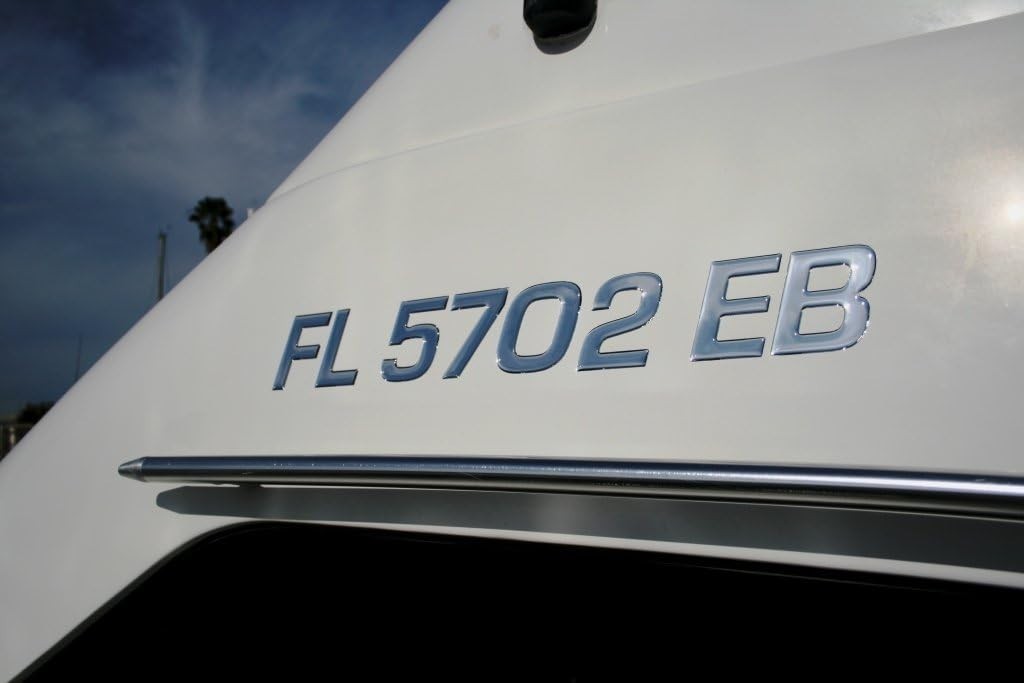 Premium Boat Registration Numbers 3” – Raised 3D Domed Marine Decals Chrome