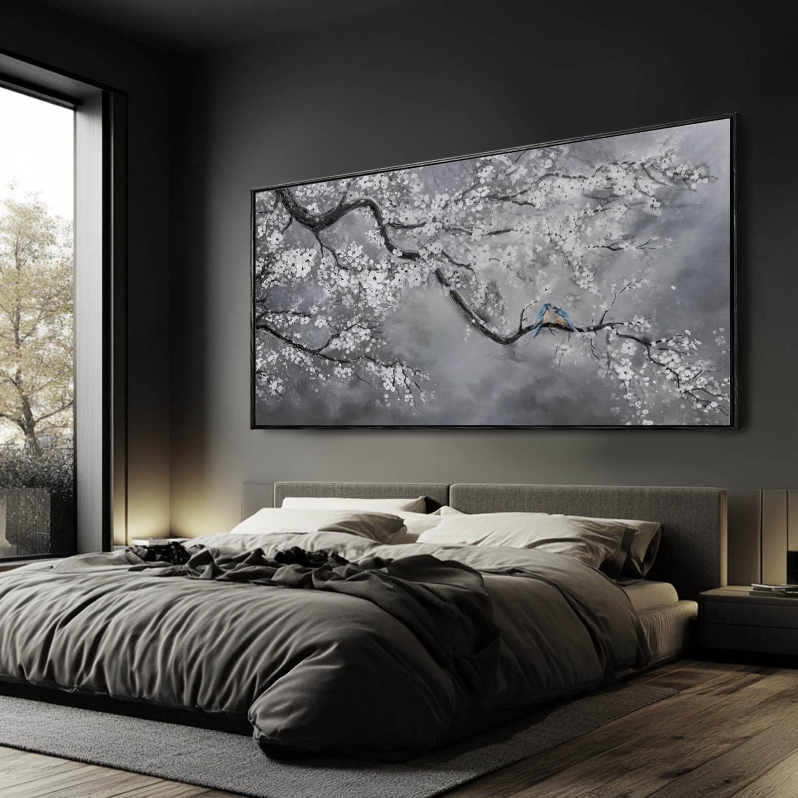 Artexist Flower Canvas Wall Art Black and White Wall Poster Scenery Wall Deco…